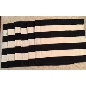 Home, James ! Weekend East Hampton 6 Cotton Placemats White/Black Striped